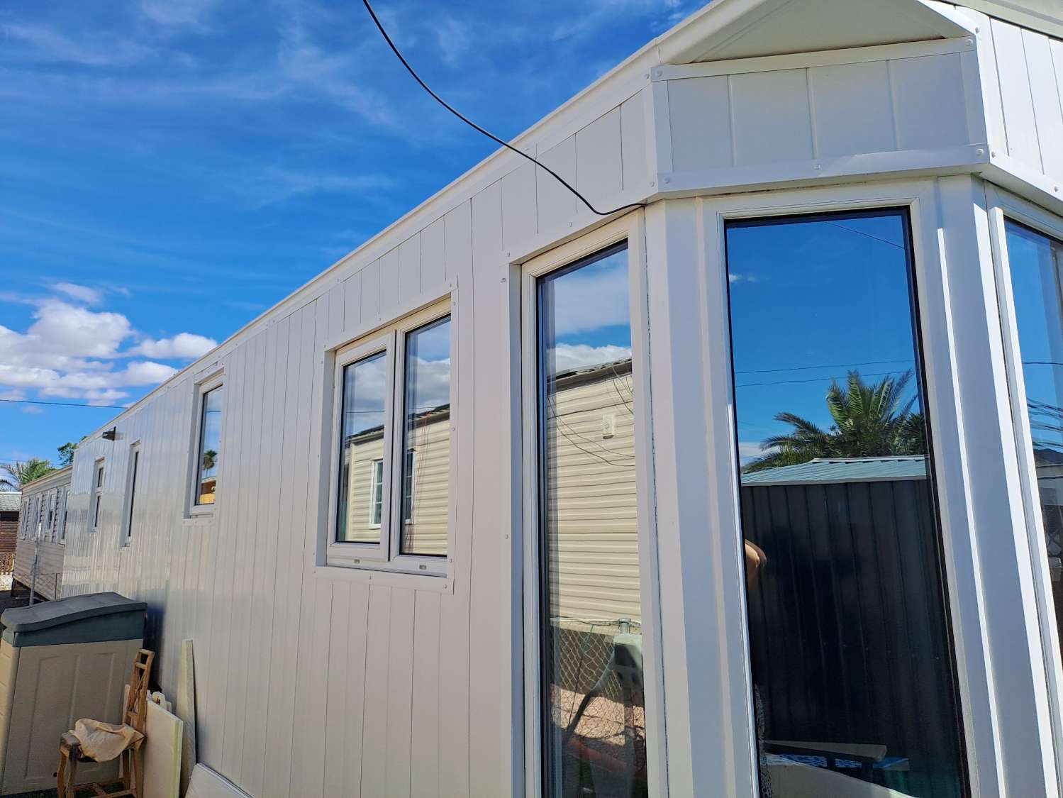 Unique BK Senator mobile home with extension and stoarge sheds