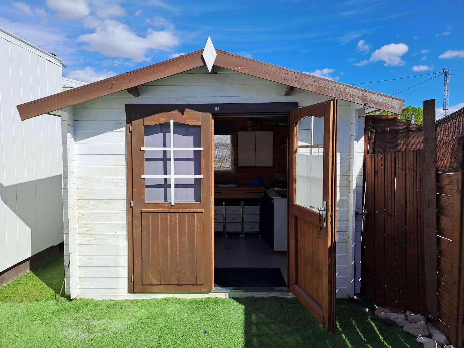 Unique BK Senator mobile home with extension and stoarge sheds